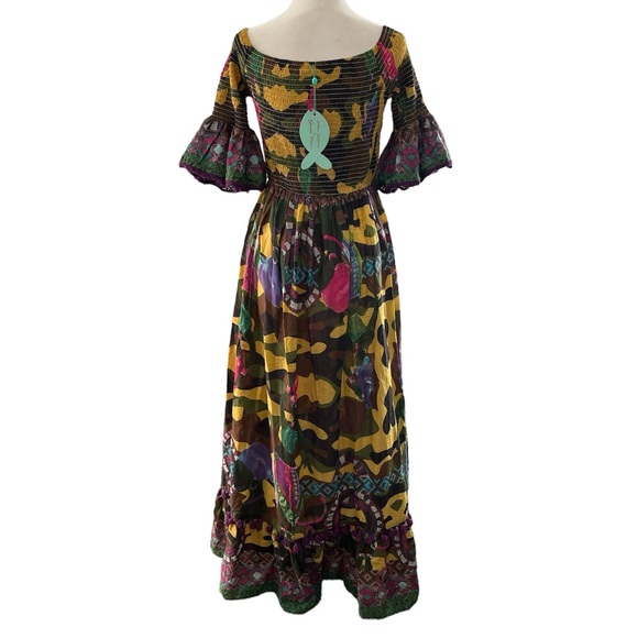 Antica Sartoria Italian Boho Camo African Folk Art Maxi Dress - Picture 5 of 17